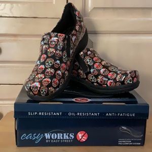 EASY WORKS Shoes HAPPY SKULLS PATINT LEATHER Sz 12W NIB Day Of The Dead NEW